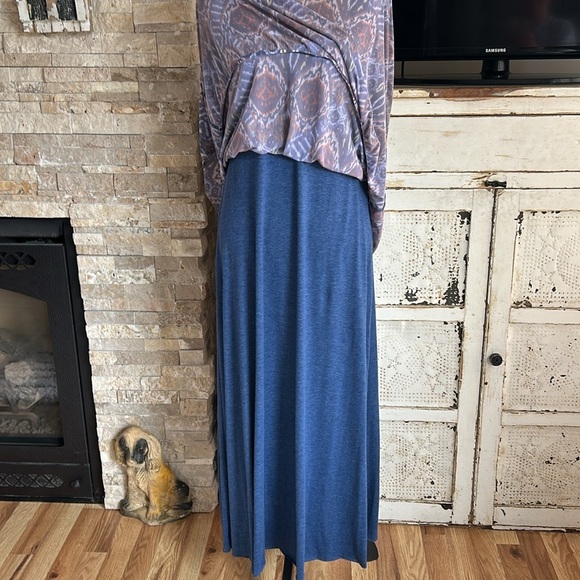 Sundance navy tiered sleeveless racerback maxi dress aztec print lined - Picture 11 of 15